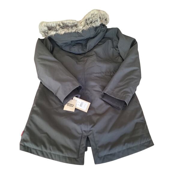 Levi's Black Arctic Cloth Shortie Parka Jacket with Faux Fur Hood Women's XS NWT - Picture 10 of 15